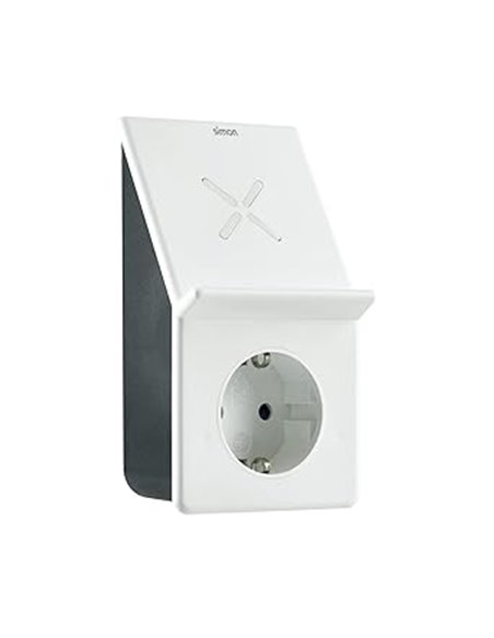 SIMON - Adaptador con Enchufe USB A + Carga Inalámbrica Rápida 10W+ 1 Toma 16A (250 V), Cargador USB con Soporte para Smartphone
