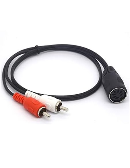 OpenII Cable DIN a RCA de 7 pines, conector MIDI hembra de 7 pines a 2 RCA macho, cable adaptador de audio para Naim, Quad Stere
