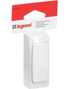 Legrand LEG97341 Interruptor conmutador superficie, 2300 W, 230 V, 10 A, Blanco       