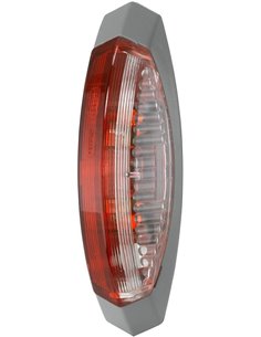 HELLA Luz de gálibo - Halógena - 12V - montaje exterior - ECE - Color de tulipa: transparente/rojo - derecha/Montaje lateral ext
