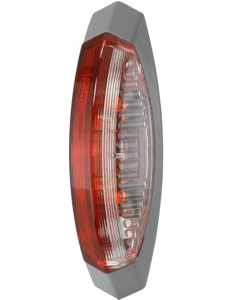 HELLA Luz de gálibo - Halógena - 12V - montaje exterior - ECE - Color de tulipa: transparente/rojo - derecha/Montaje lateral ext
