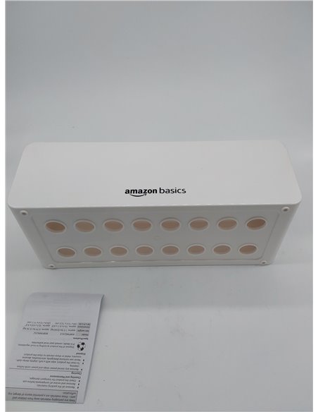 Amazon Basics - Caja organizadora de cables para ocultar y organizar cables, tamaño grande, Blanco       