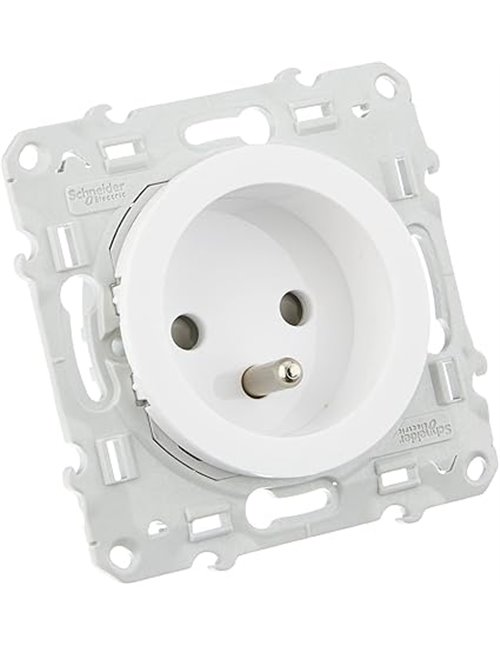 Schneider Electric SC5S52A059 Odace - Enchufe con toma de tierra 2 P + T, 230 V, color blanco       