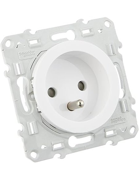 Schneider Electric SC5S52A059 Odace - Enchufe con toma de tierra 2 P + T, 230 V, color blanco       