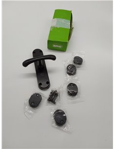 Amig - Falleba de Sobreponer Negra para Ventanas | Cierre de Seguridad de Acero con Manilla | Incluye 5 Soportes | Medidas: 150  2
