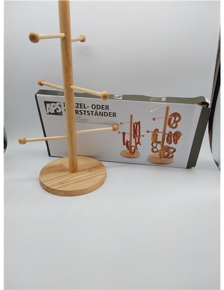 Soporte para pretzels o salchichas APS - soporte de venta sellado de madera de haya, ideal para presentar pretzels, salchichas, 