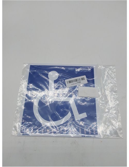 WOLFPACK LINEA PROFESIONAL - Cartel Minusvalidos Azul blanco 21x21 cm.       