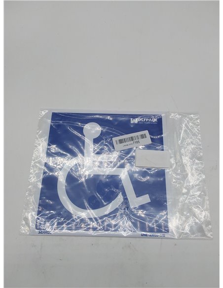 WOLFPACK LINEA PROFESIONAL - Cartel Minusvalidos Azul blanco 21x21 cm.       