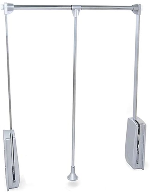 Emuca - Barra de armario abatible, perchero basculante, colgador abatible para armario, anchura regulable 600-830mm, acabado cro