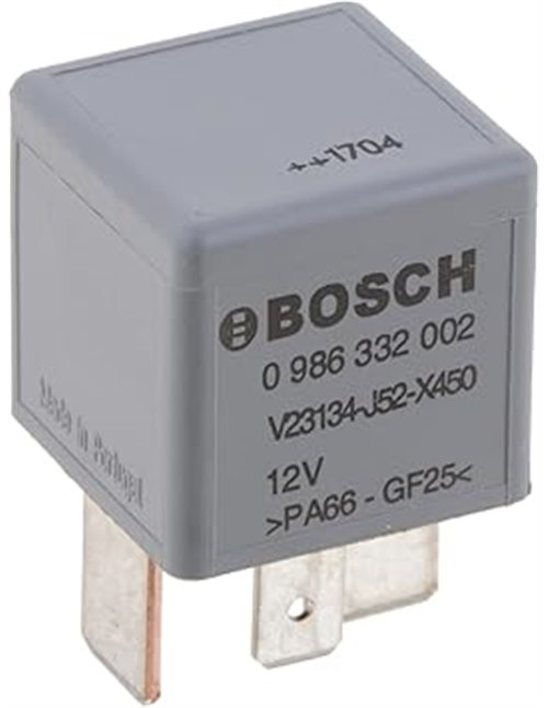 Bosch 0986332002 Mini relé de 12 V 70 A, IP5K4, temperatura de funcionamiento de -40 ° a 85 °C, relé de 4 pines       