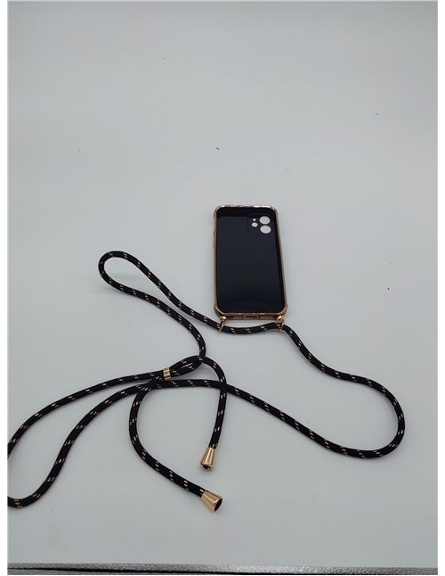 Mkej Funda para iPhone 12 con Cuerda, TPU Suave Silicona diseño de corazón con Chapado en Oro de Lujo, Funda iPhone 12 Cuerda pa