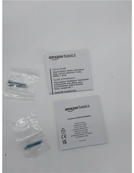 Amazon Basics - Interruptor inteligente, de 2 vías, funciona con Alexa, Se necesita cable neutro, no necesita concentrador, bidi