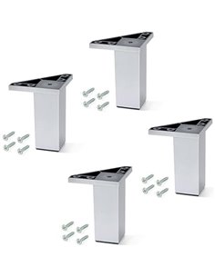 EMUCA - Pies para Muebles de plástico Gris Metalizado, Patas para Mueble, Lote de 4 pies de Altura 120mm con Tornillos de Montaj