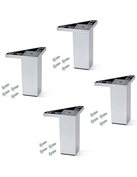 EMUCA - Pies para Muebles de plástico Gris Metalizado, Patas para Mueble, Lote de 4 pies de Altura 120mm con Tornillos de Montaj