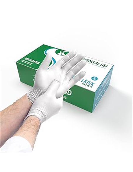 VENSALUD | Guantes de LÁTEX Desechables | Sin Polvo | Resistentes y Cómodos | Para Laboratorios, Sanitarios, Cocina, Estudios de