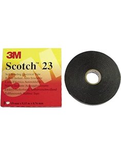 3M HT002001309 Scotch 23 Cinta Eléctrica Autosoldable de Goma, 19 mm x 9.15 m, 1 Rollo, Negro       