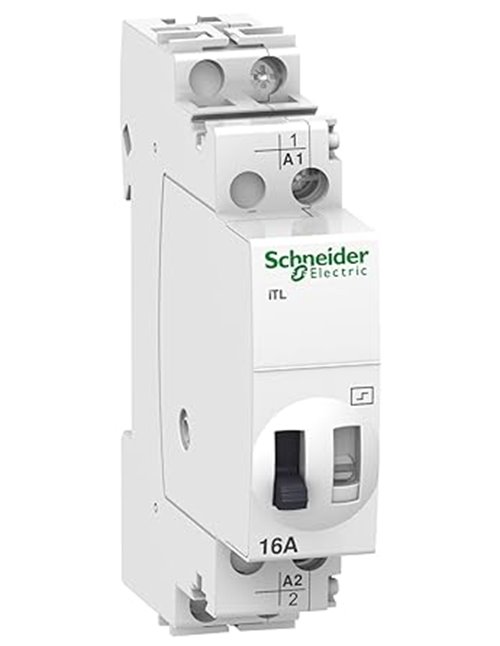 Schneider Electric A9C30011 iTL Telerruptor, 1P, 1NO, 16A, 12 VCA, 50/60Hz, 6 VCD, 84mm x 18mm x 60mm       