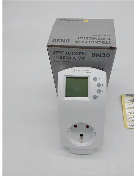 TROTEC Termostato para Enchufe BN30, 5-30 °C, Control de Calefacción y Refrigeración, Interruptor Térmico para la Calefacción po