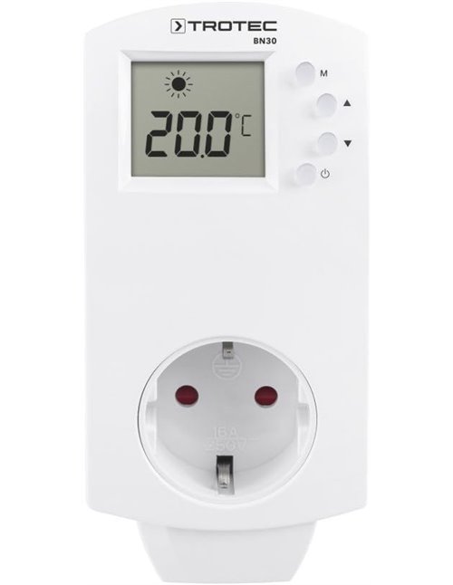 TROTEC Termostato para Enchufe BN30, 5-30 °C, Control de Calefacción y Refrigeración, Interruptor Térmico para la Calefacción po