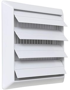 La Ventilazione S19126RB - Rejilla de ventilación para sobreponer de ABS, color blanco, con aletas de gravedad y red antiinsecto