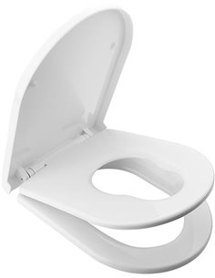 Ibergrif M41001-2 Tapa WC Universal, Asiento de Inodoro Familiar con Cierre Suave en Forma de D con Liberación Rápida, Fácil de 