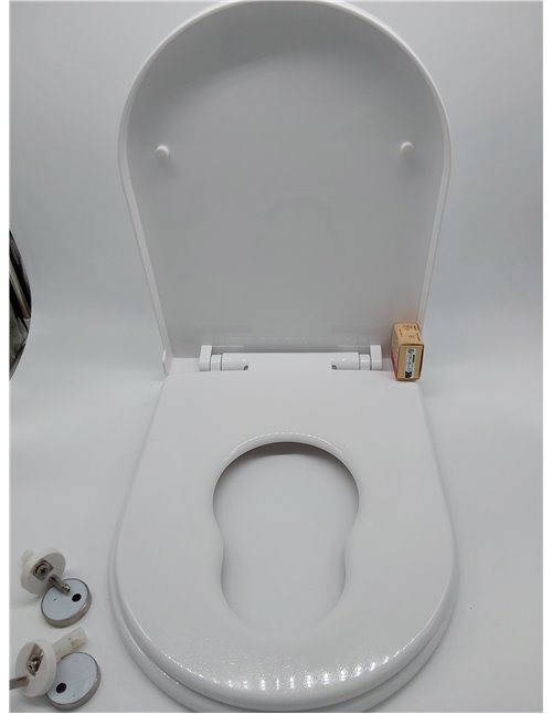 Ibergrif M41001-2 Tapa WC Universal, Asiento de Inodoro Familiar con Cierre Suave en Forma de D con Liberación Rápida, Fácil de 
