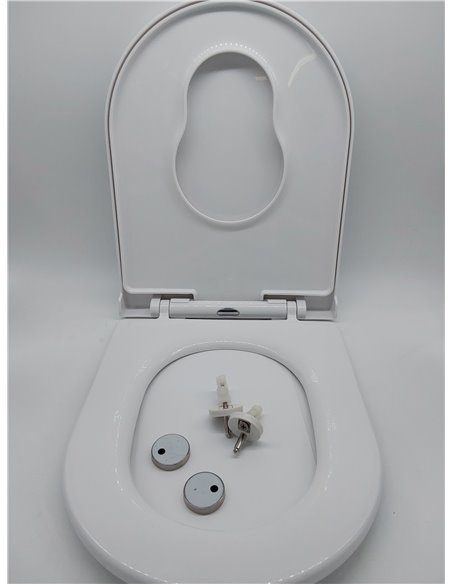 Ibergrif M41001-2 Tapa WC Universal, Asiento de Inodoro Familiar con Cierre Suave en Forma de D con Liberación Rápida, Fácil de 