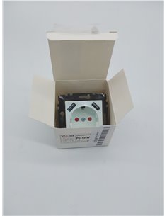 WESA - Enchufe Schuko de Pared Con Entradas USB Estándar UE 16A 250V, Fácil instalación con Opción a Distintos Diseños, No inclu 2