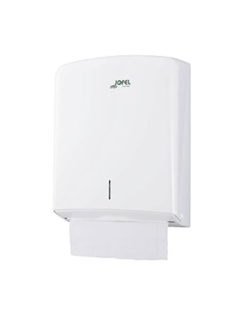 Jofel - Dispensador de Papel de Manos, Toallas Faciales, Dispensador de Papel Secamanos de Pared, hasta 600 Toallitas Zig-Zag, A