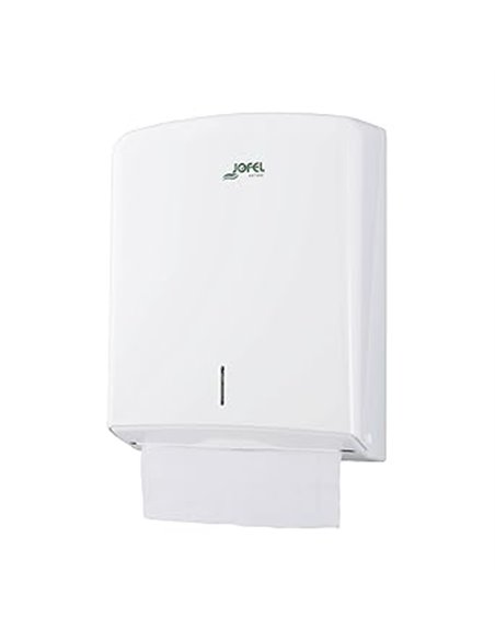 Jofel - Dispensador de Papel de Manos, Toallas Faciales, Dispensador de Papel Secamanos de Pared, hasta 600 Toallitas Zig-Zag, A