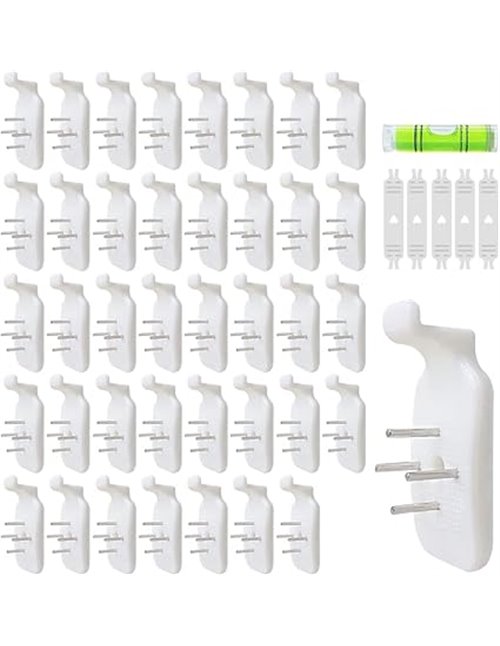 HLIWS Ganchos de Pared Plásticos,Ganchos para colgar cuadros sin taladrar-40 Piezas Gancho de Imagen,para colgar Decorativos,Rel