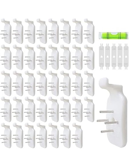 HLIWS Ganchos de Pared Plásticos,Ganchos para colgar cuadros sin taladrar-40 Piezas Gancho de Imagen,para colgar Decorativos,Rel