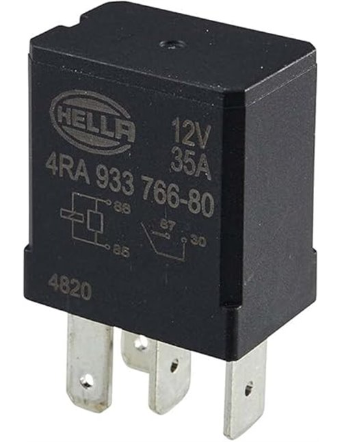 HELLA Relé, corriente de trabajo - 12V - 4polos - contacto conmutador - Cant.: 1 - 4RA 933 766-801       