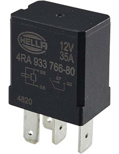 HELLA Relé, corriente de trabajo - 12V - 4polos - contacto conmutador - Cant.: 1 - 4RA 933 766-801       
