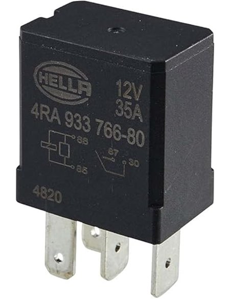 HELLA Relé, corriente de trabajo - 12V - 4polos - contacto conmutador - Cant.: 1 - 4RA 933 766-801       