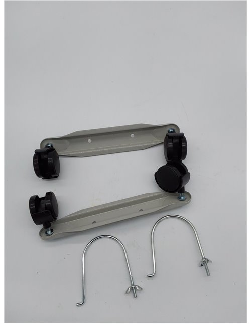 Set de recambio para soportes y ruedas de radiadores, incluye piezas grises, ideal para reparación y mantenimiento de calefacció