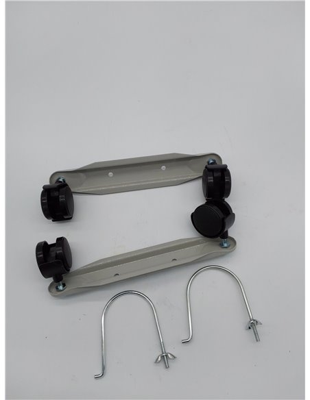 Set de recambio para soportes y ruedas de radiadores, incluye piezas grises, ideal para reparación y mantenimiento de calefacció