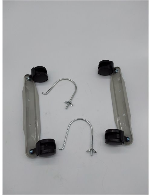 Set de recambio para soportes y ruedas de radiadores, incluye piezas grises, ideal para reparación y mantenimiento de calefacció