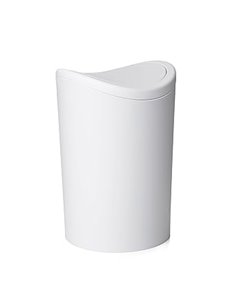 Tatay Papelera Baño con Tapa Basculante, 6L de Capacidad, de Polipropileno, Libre de BPA, Color Blanco, Medidas 19 x 19 x 28 cm 