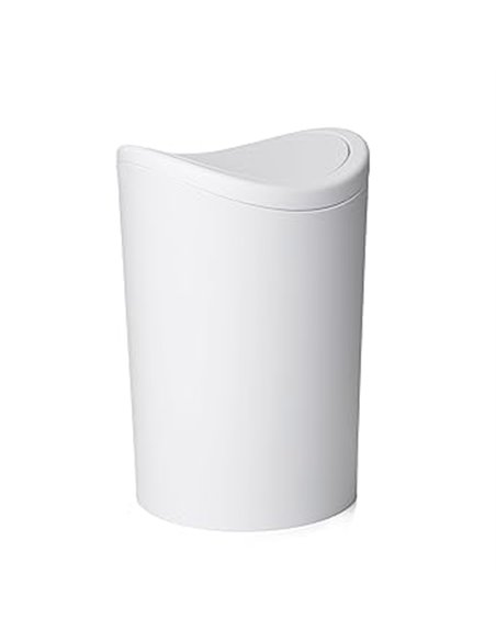 Tatay Papelera Baño con Tapa Basculante, 6L de Capacidad, de Polipropileno, Libre de BPA, Color Blanco, Medidas 19 x 19 x 28 cm 
