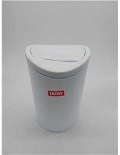 Tatay Papelera Baño con Tapa Basculante, 6L de Capacidad, de Polipropileno, Libre de BPA, Color Blanco, Medidas 19 x 19 x 28 cm  2