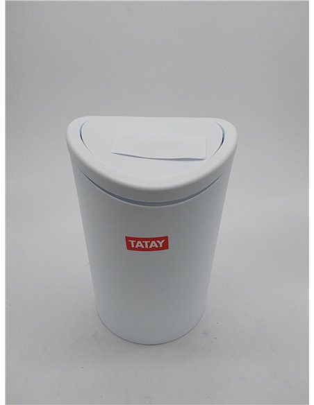 Tatay Papelera Baño con Tapa Basculante, 6L de Capacidad, de Polipropileno, Libre de BPA, Color Blanco, Medidas 19 x 19 x 28 cm 