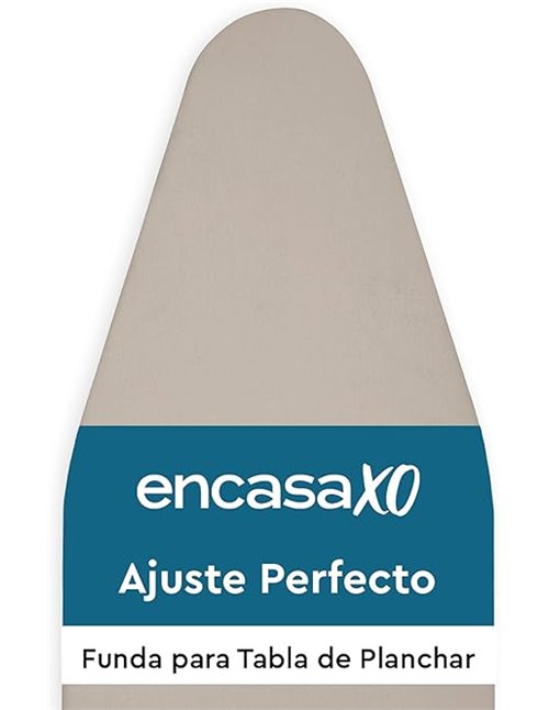 Encasa XO Funda para Tabla de Planchar de con Almohadilla de Fieltro Gruesa de 4 mm - Beige - Algodón, elástico, (Se Ajusta a La