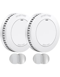 XINDUM Mini Detector de Humo 2 Pieza, con 10 años de batería/garantía, Detector de Incendios CE Probado, sin taladrar, Blanco
