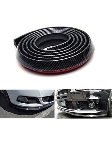 Protector de Parachoques, CompraFun Coche Alerón Labio Delantero Caucho 2.5M Universal Protector Pegatina de Parachoques de Coch