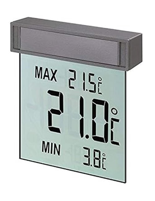Termómetro de ventana digital TFA Dostmann Vision, 30.1025, pantalla grande con temperatura exterior, L 97 x An 22 x Al 105 mm  
