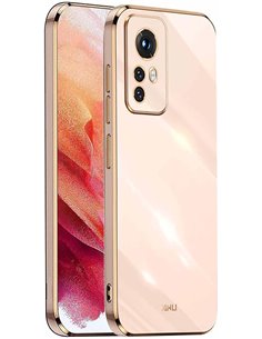 AMWEI Funda para Xiaomi Mi 12T 5G, Frontera de Oro Carcasa Protectora Antigolpes Suave TPU Silicona Caso Anti-Choques Resistente