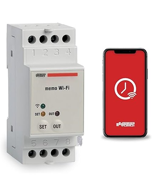 VEMER VE780700 MEMO WIFI - Temporizador Wi-Fi con Programación Horaria o Astronómica, Interruptor controlable desde Smartphone v