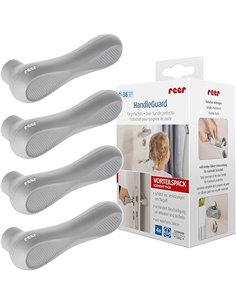 Reer HandleGuard - Juego de 4 protectores para manijas de puerta (antigolpes en tiradores de puertas, color gris       