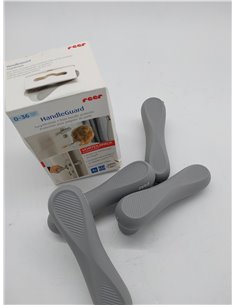 Reer HandleGuard - Juego de 4 protectores para manijas de puerta (antigolpes en tiradores de puertas, color gris        2